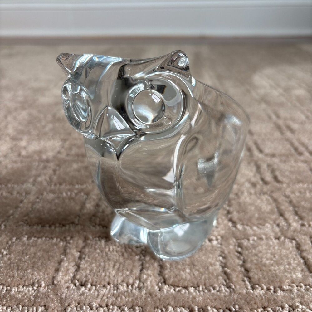 Sasaki VTG Crystal Art Glass Owl Open Nut Candy Dish Trinket Bowl 1970’s 70s
